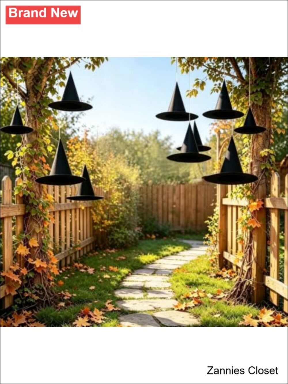 ๐ป 10Pc Hanging Witch Hat Set Oxford Fabric Halloween Decor Wizard Hats - Picture 6 of 6